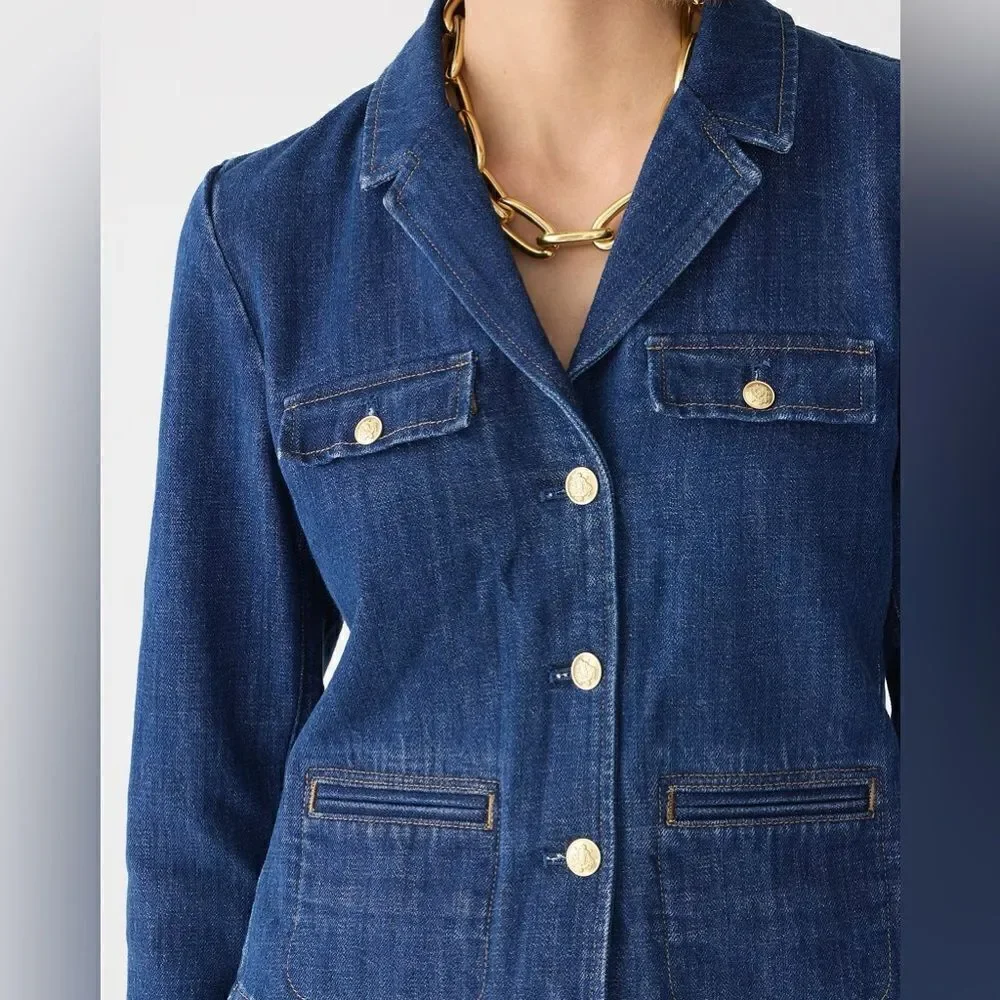 J Crew Denim Blazer Jacket in Resin Wash NWT